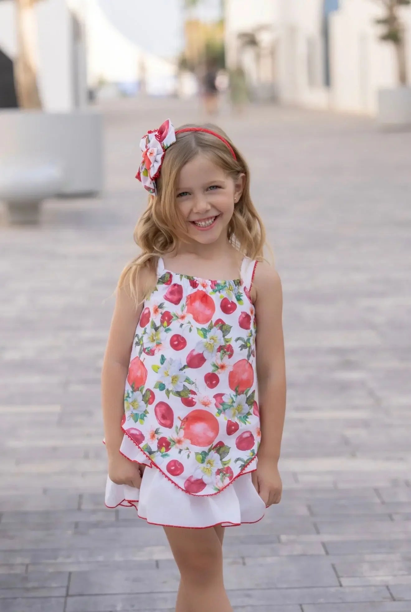 SS26 Miranda Girls Red Fruit A Line Dress
