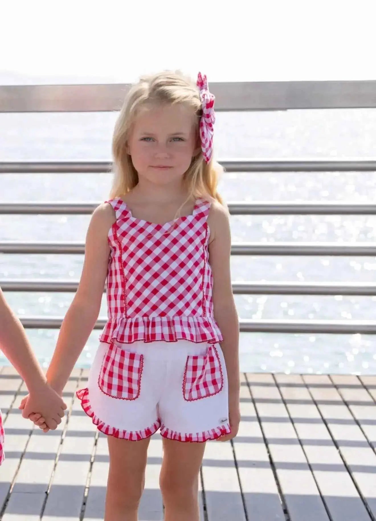 SS26 Miranda Girls Red & White Check Short Set