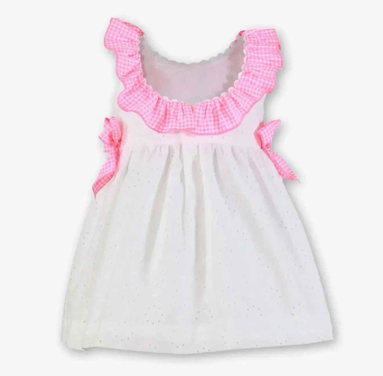 SS26 Miranda Girls White & Neon Pink Sun Dress