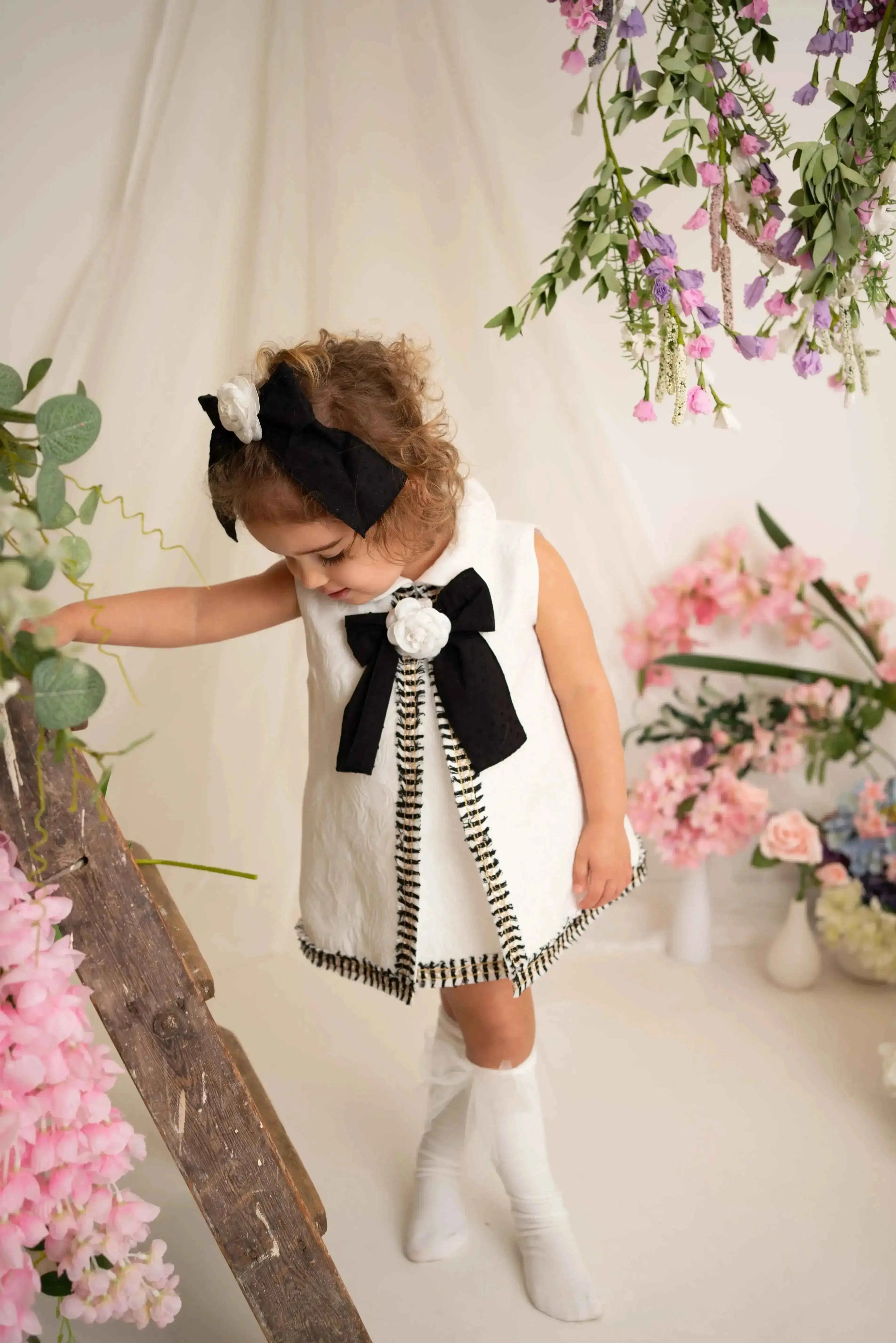 SS26 Naxos Baby Girls Black Chanel Dress & Knickers