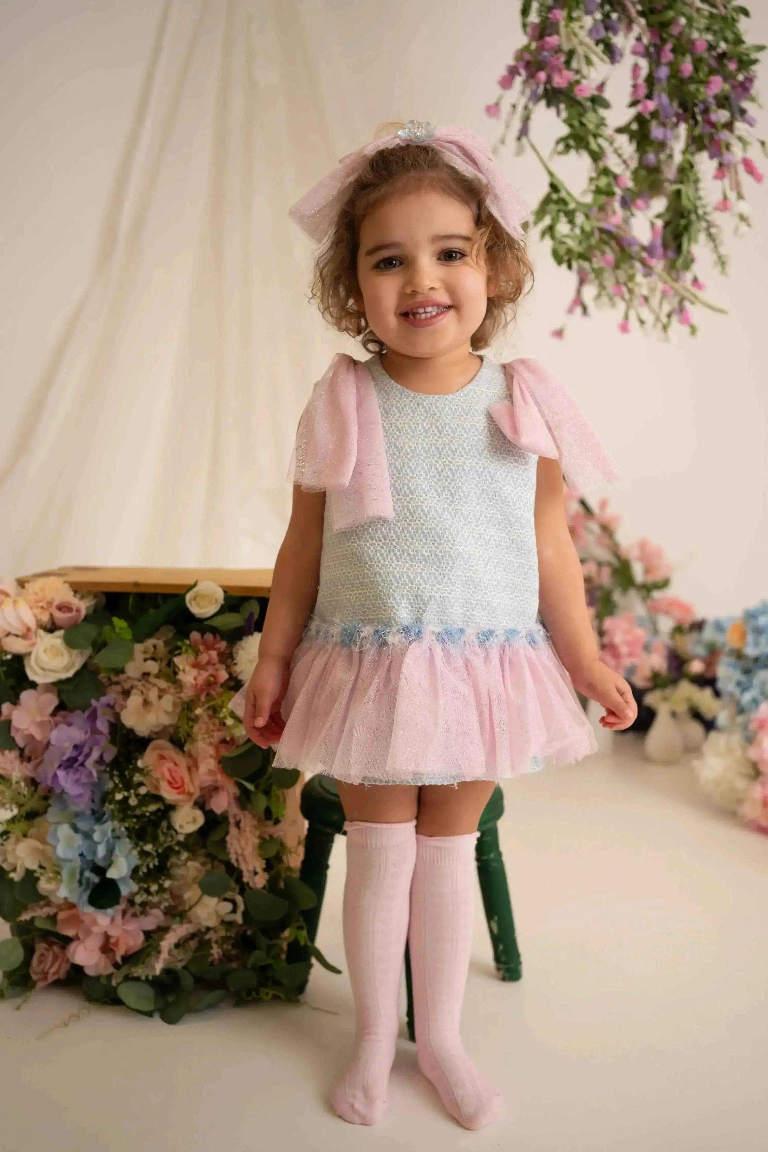 SS26 Naxos Baby Girls Bubblegum Tulle Dress & Knickers