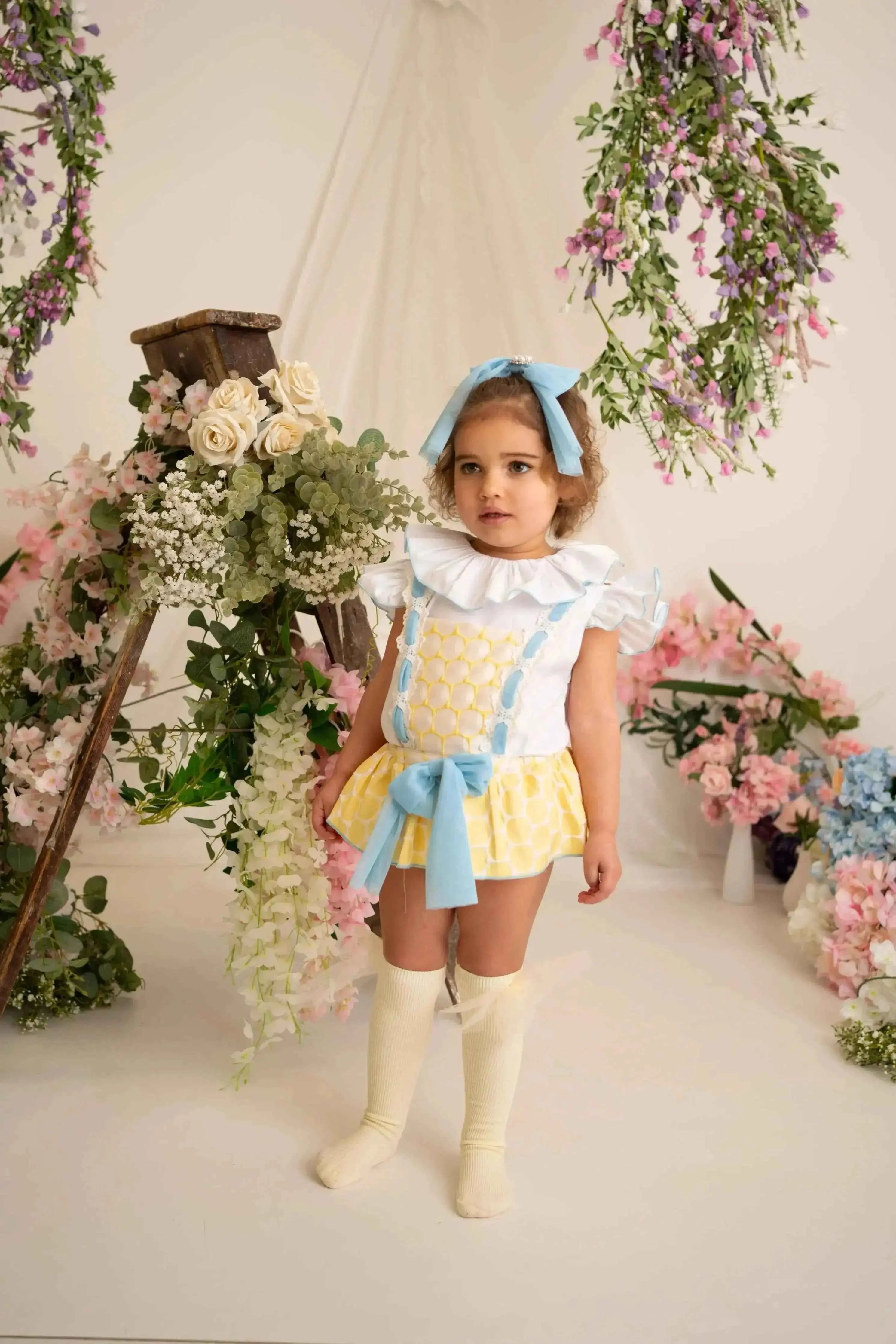 SS26 Naxos Baby Girls Lemon Spot Shirt & H Bar Romper