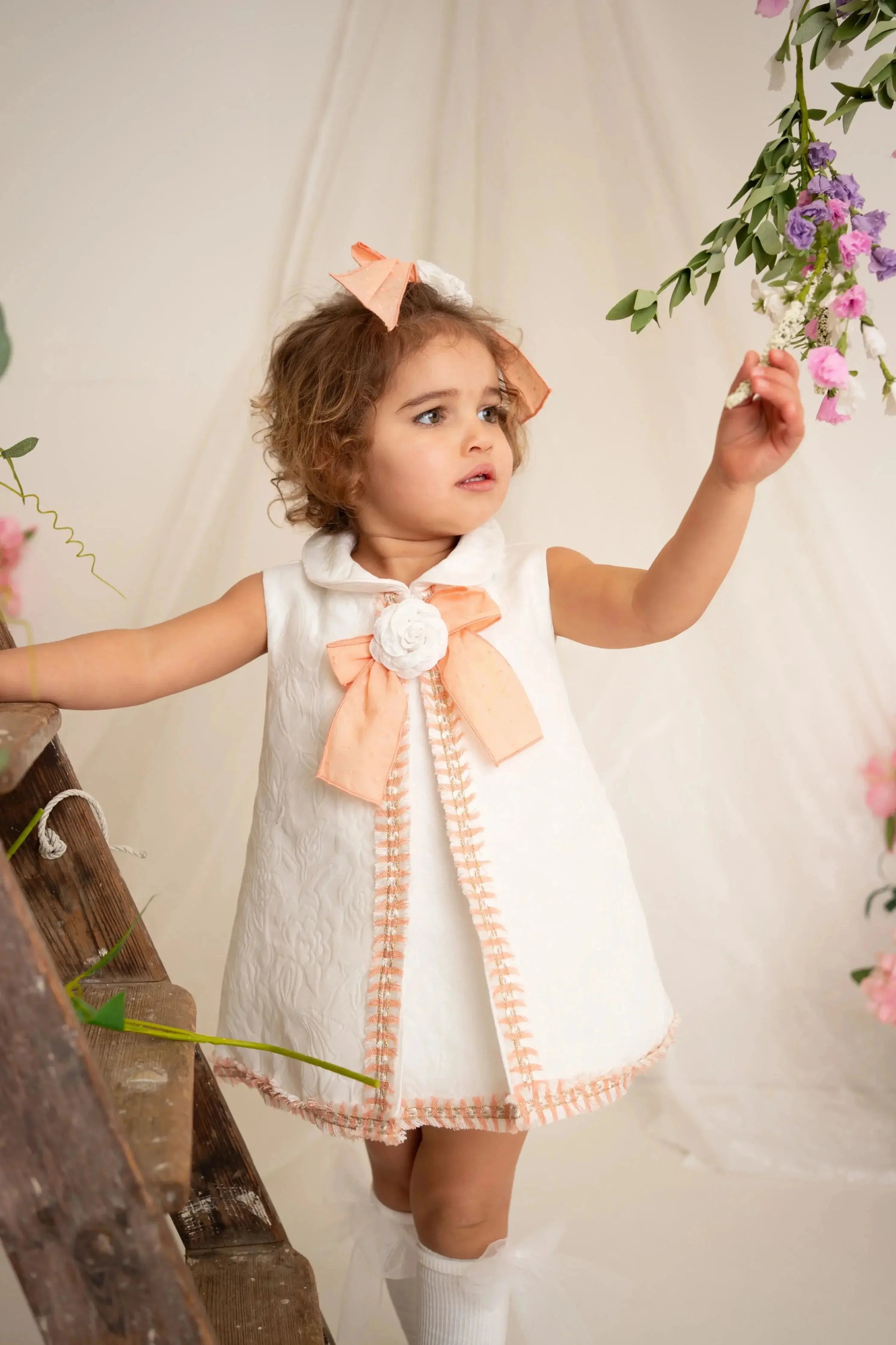 SS26 Naxos Baby Girls Peach Chanel Dress & Knickers Naxos
