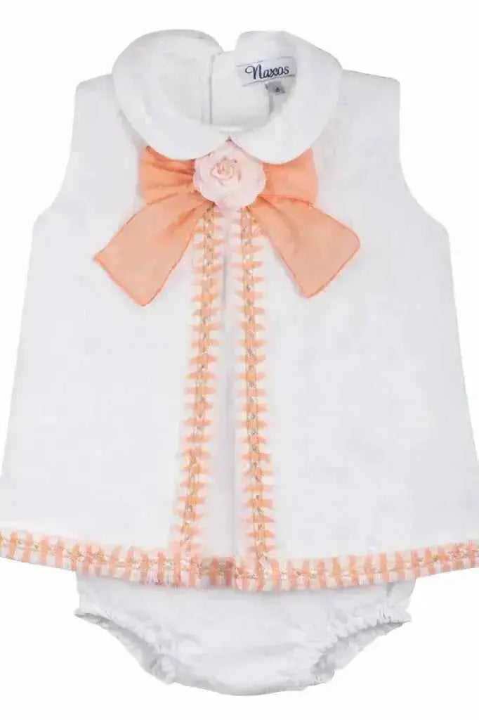 SS26 Naxos Baby Girls Peach Chanel Dress & Knickers