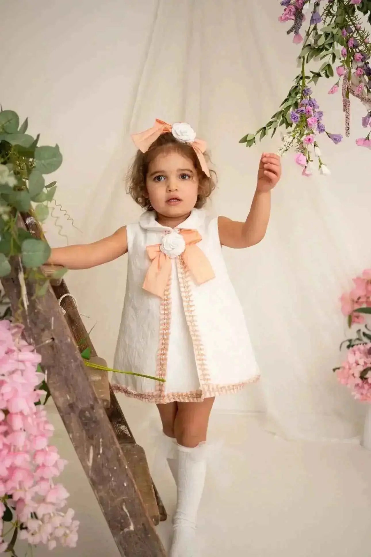 SS26 Naxos Baby Girls Peach Chanel Dress & Knickers