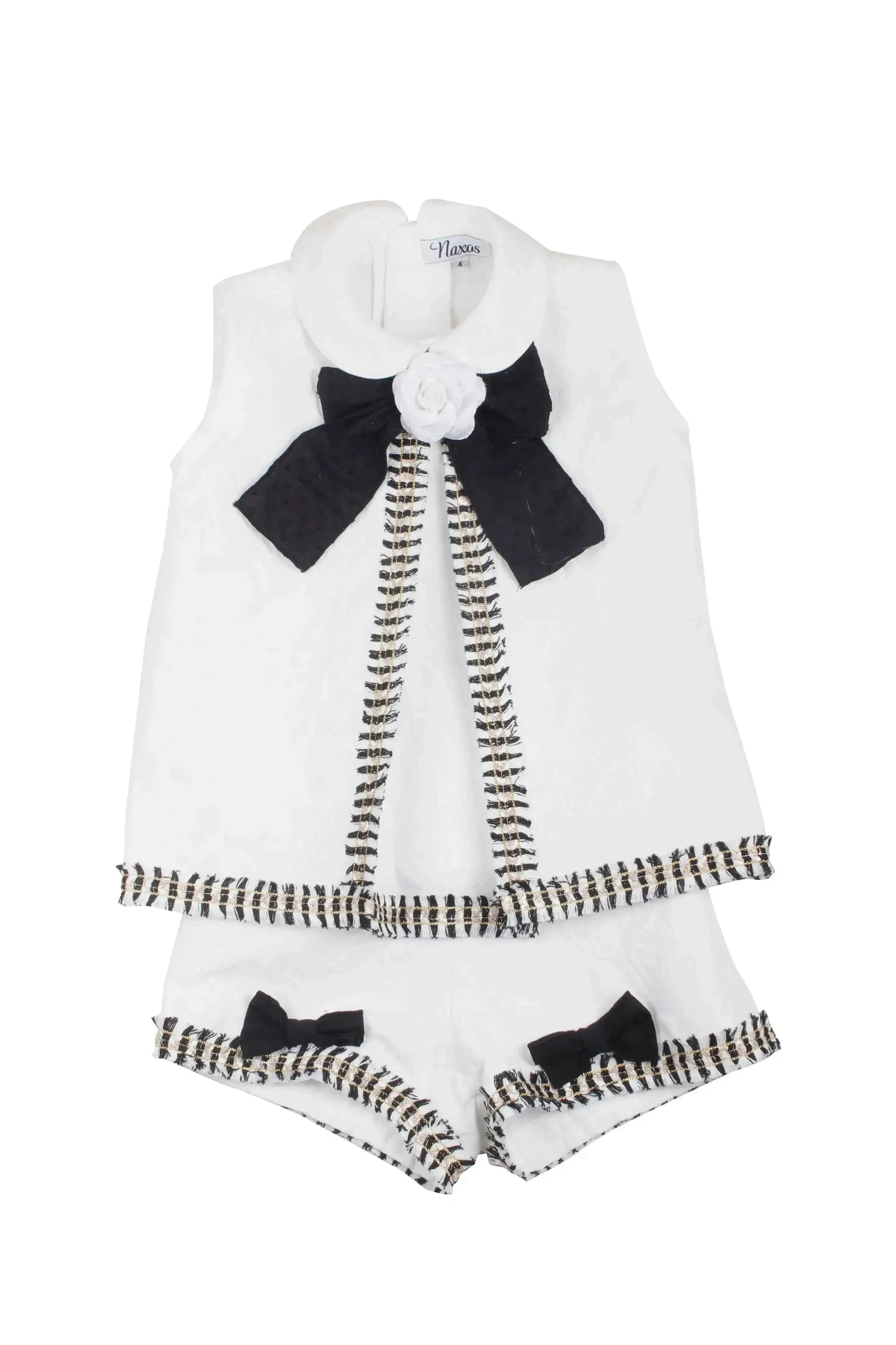 SS26 Naxos Girls Black Chanel Blouse & Short Set