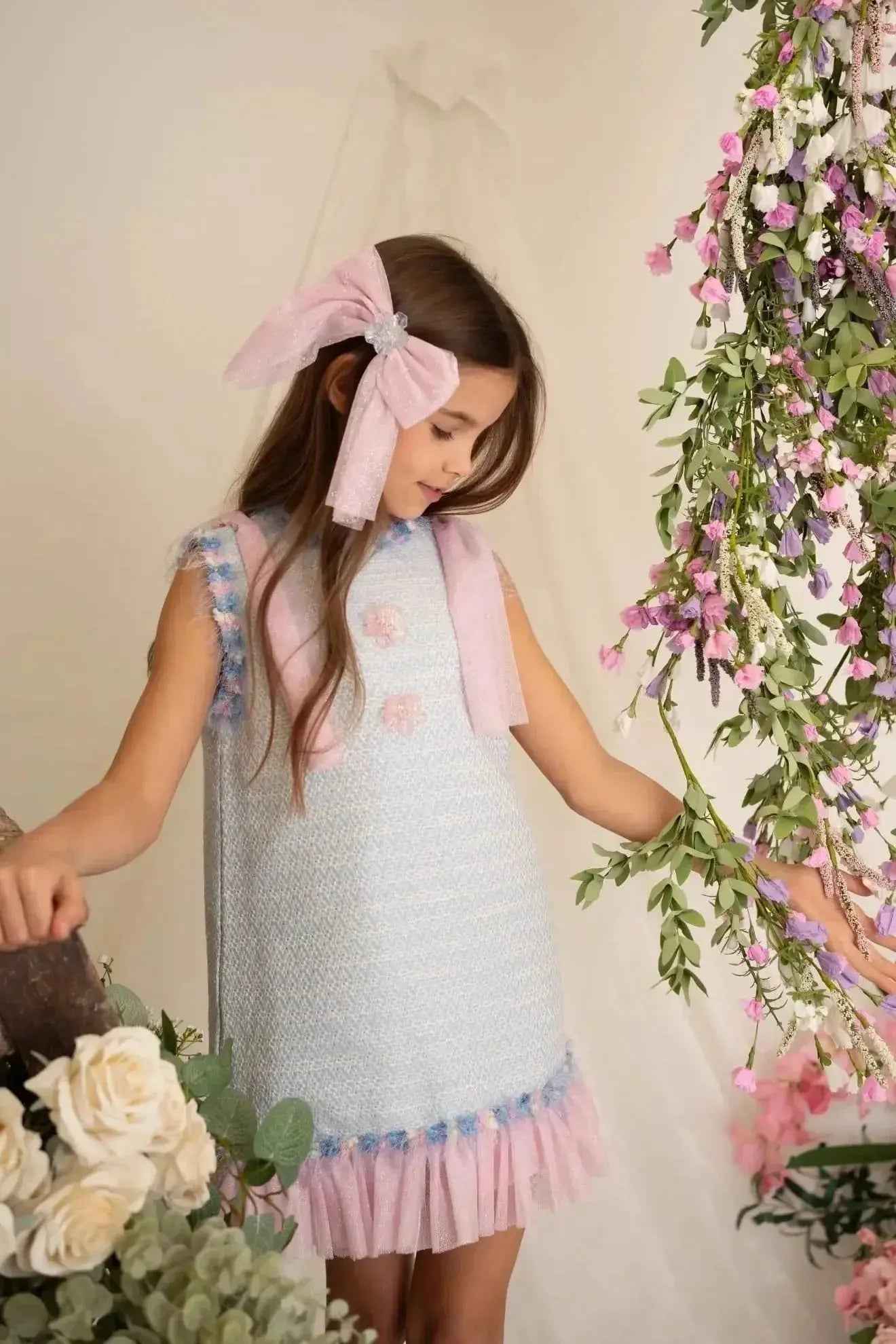 SS26 Naxos Girls Bubblegum Glitter Tulle Dress