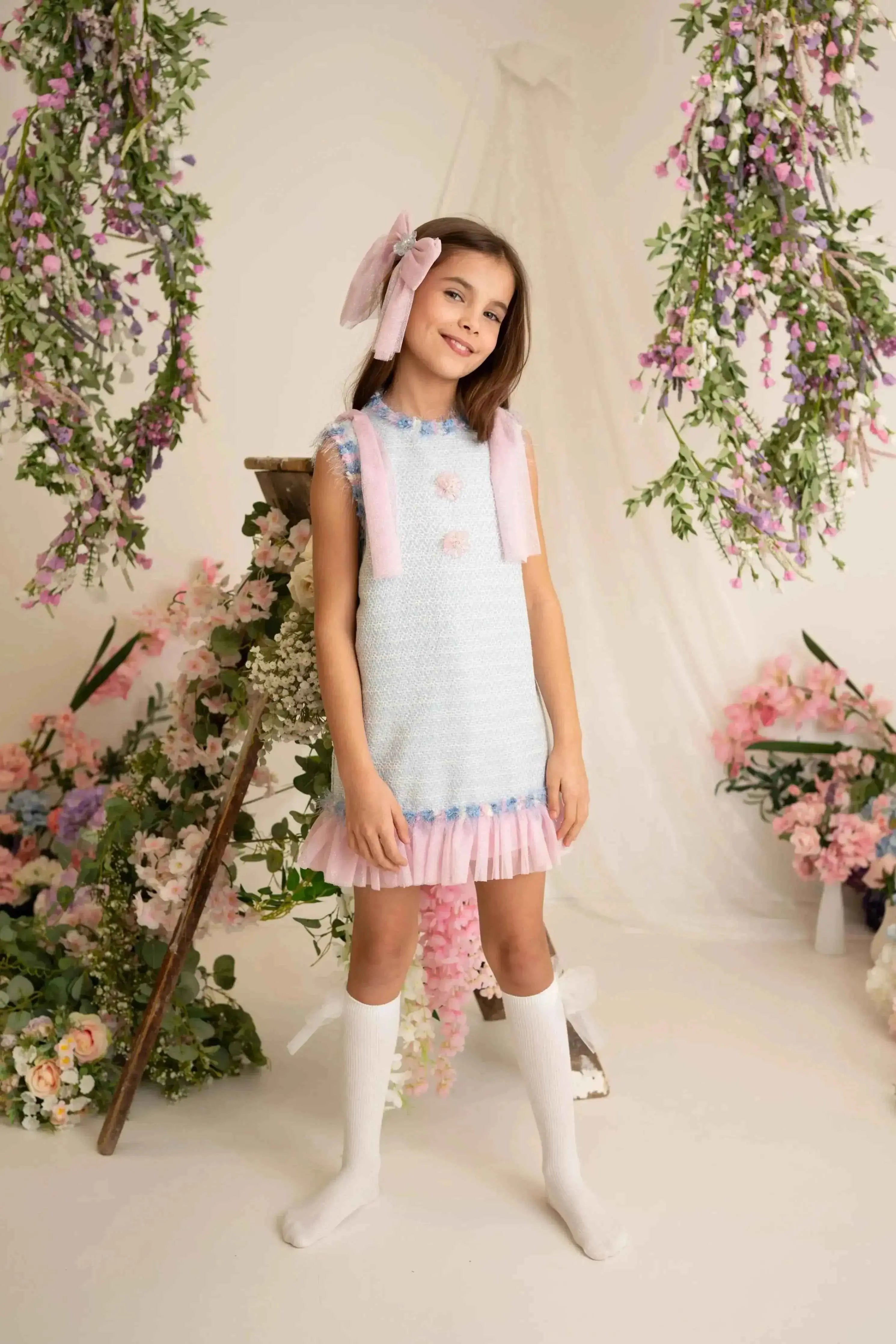 SS26 Naxos Girls Bubblegum Glitter Tulle Dress