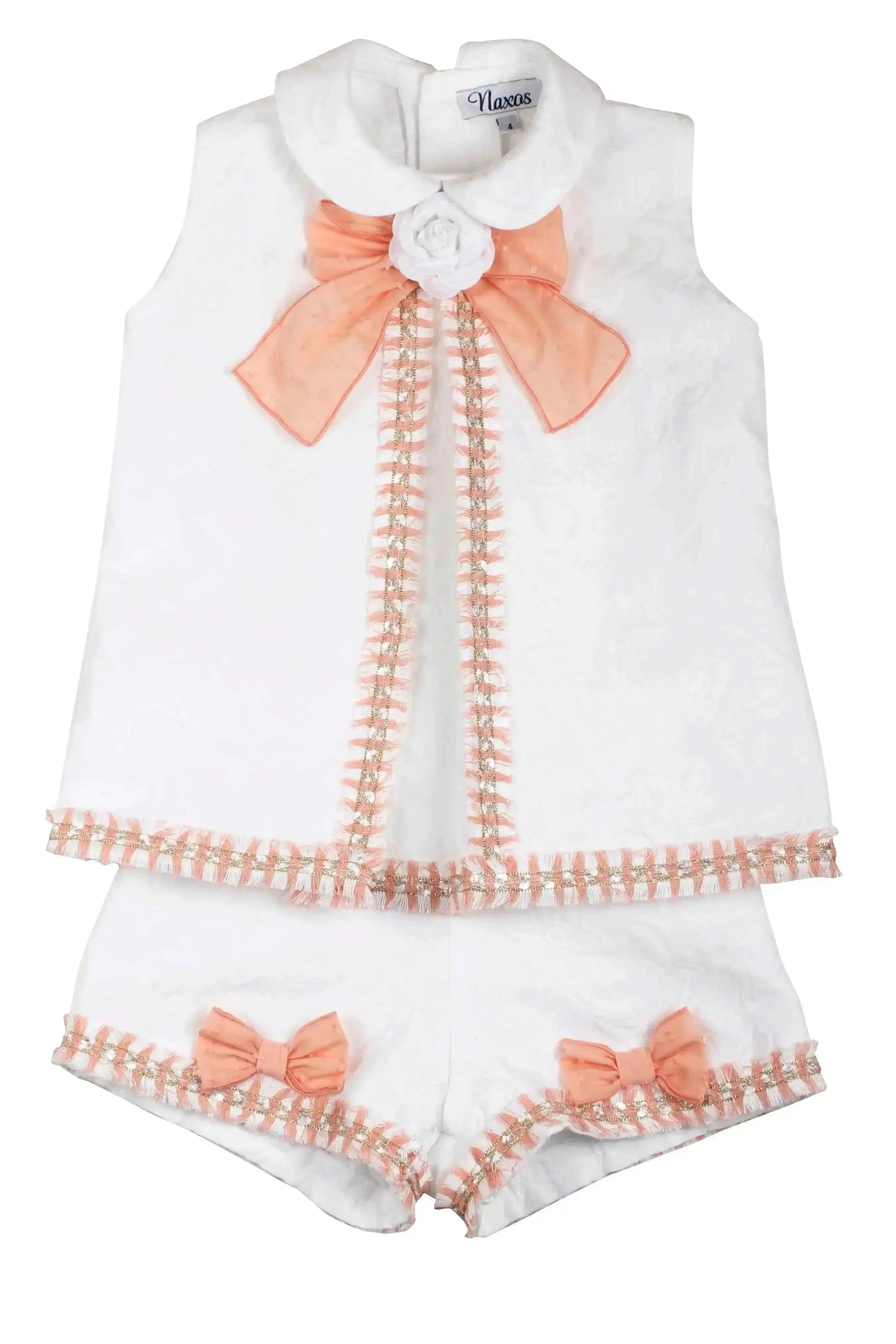 SS26 Naxos Girls Peach Chanel Blouse & Short Set