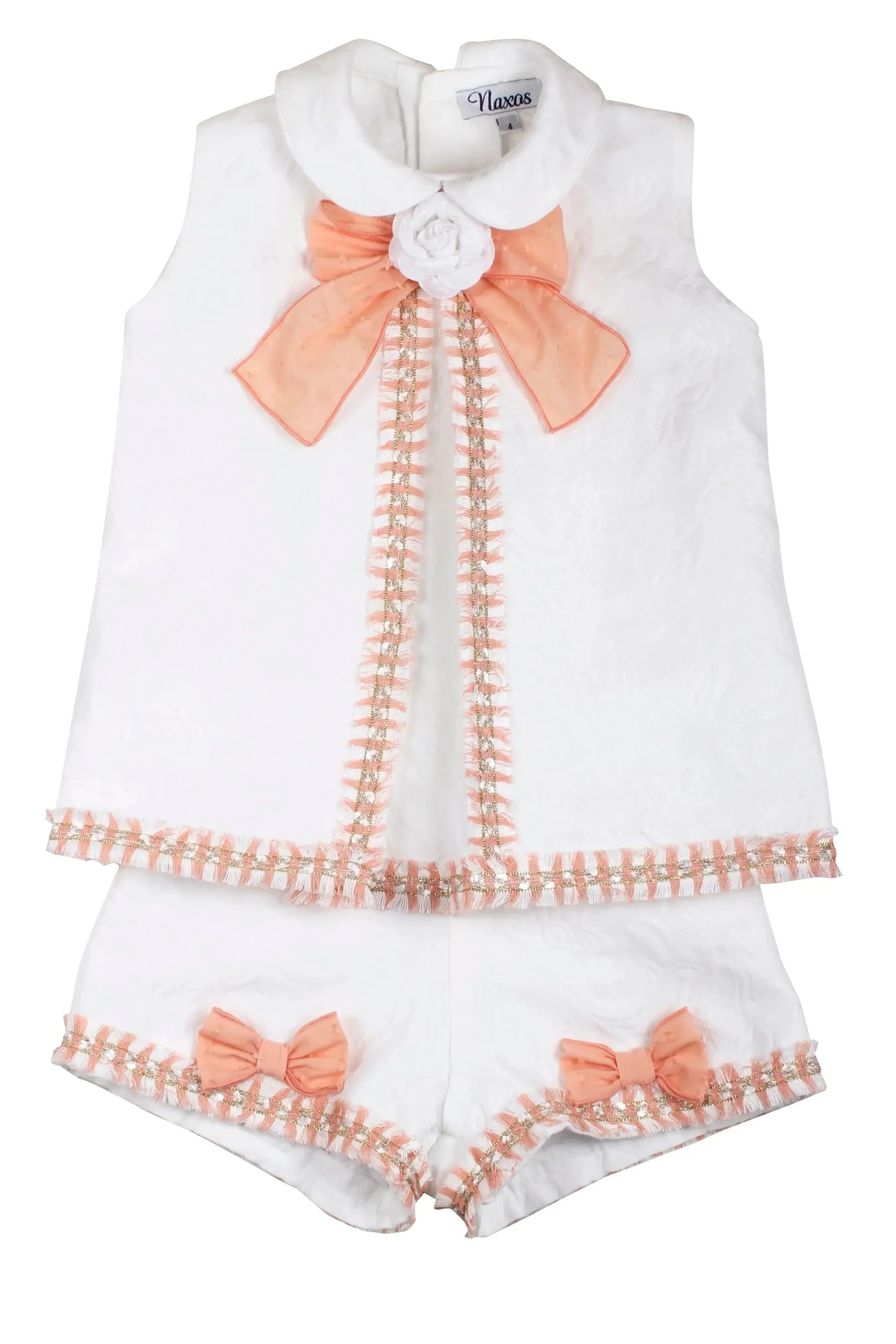 SS26 Naxos Girls Peach Chanel Blouse & Short Set Naxos