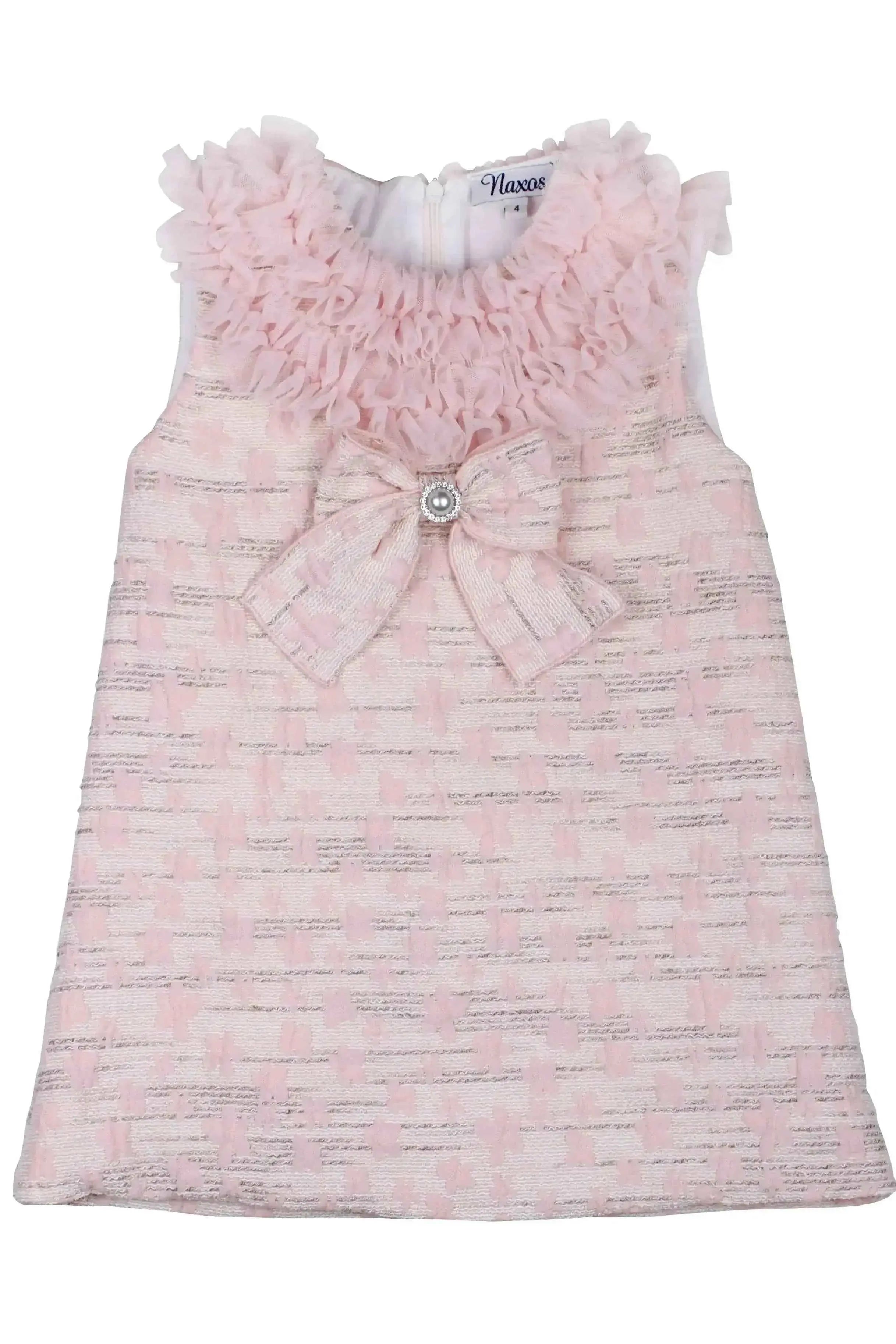 SS26 Naxos Girls Pink Ruffle Lace Tulle Dress
