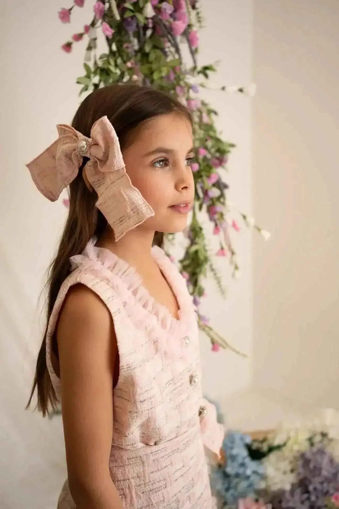 SS26 Naxos Girls Pink Tulle Ruffle Skirt Set