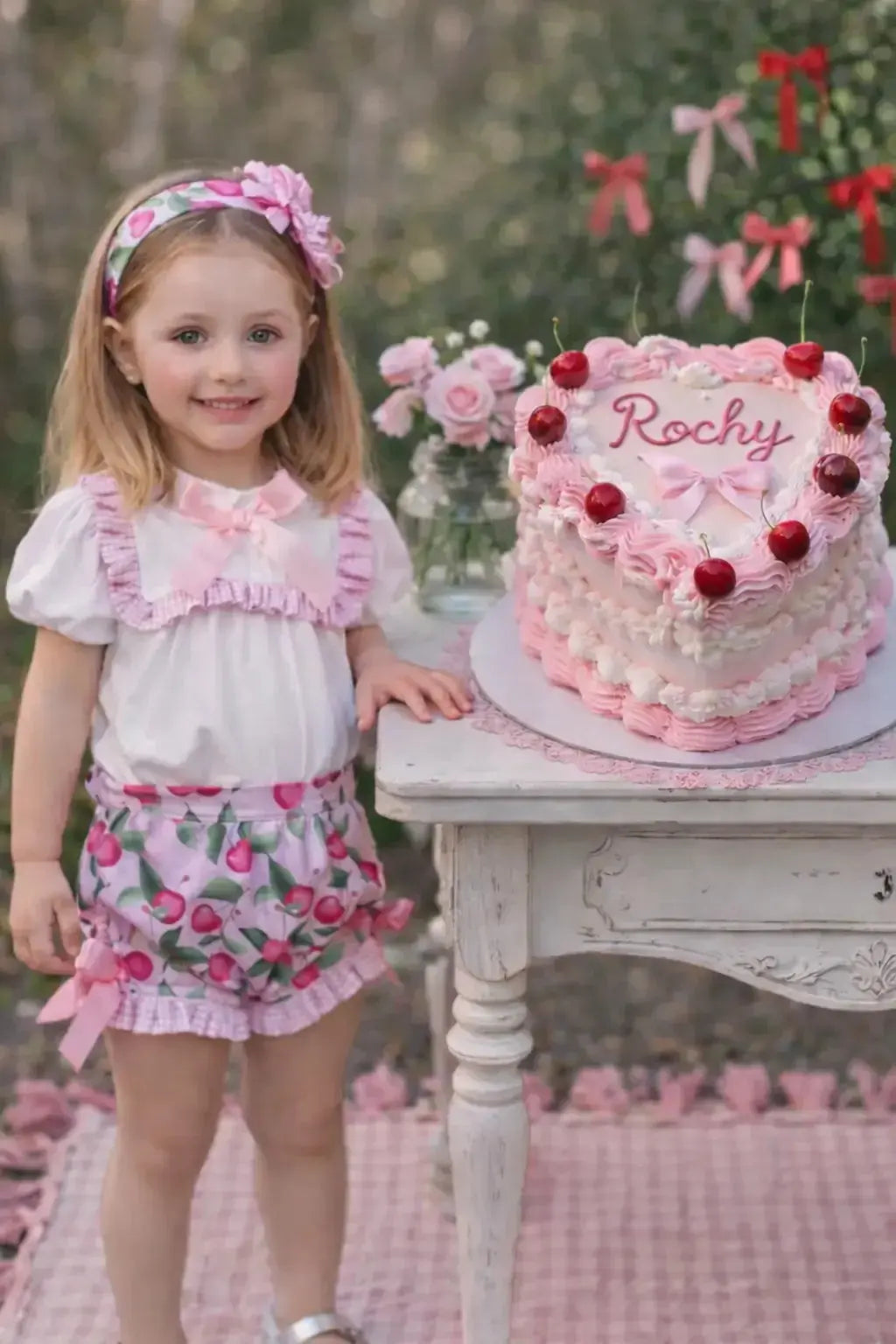 Rochy Baby Girls Cherry Gingham Jam Pant Set Rochy