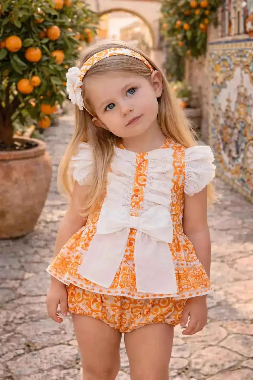 SS26 Rochy Girls Orange D&G Bloomer Short Set