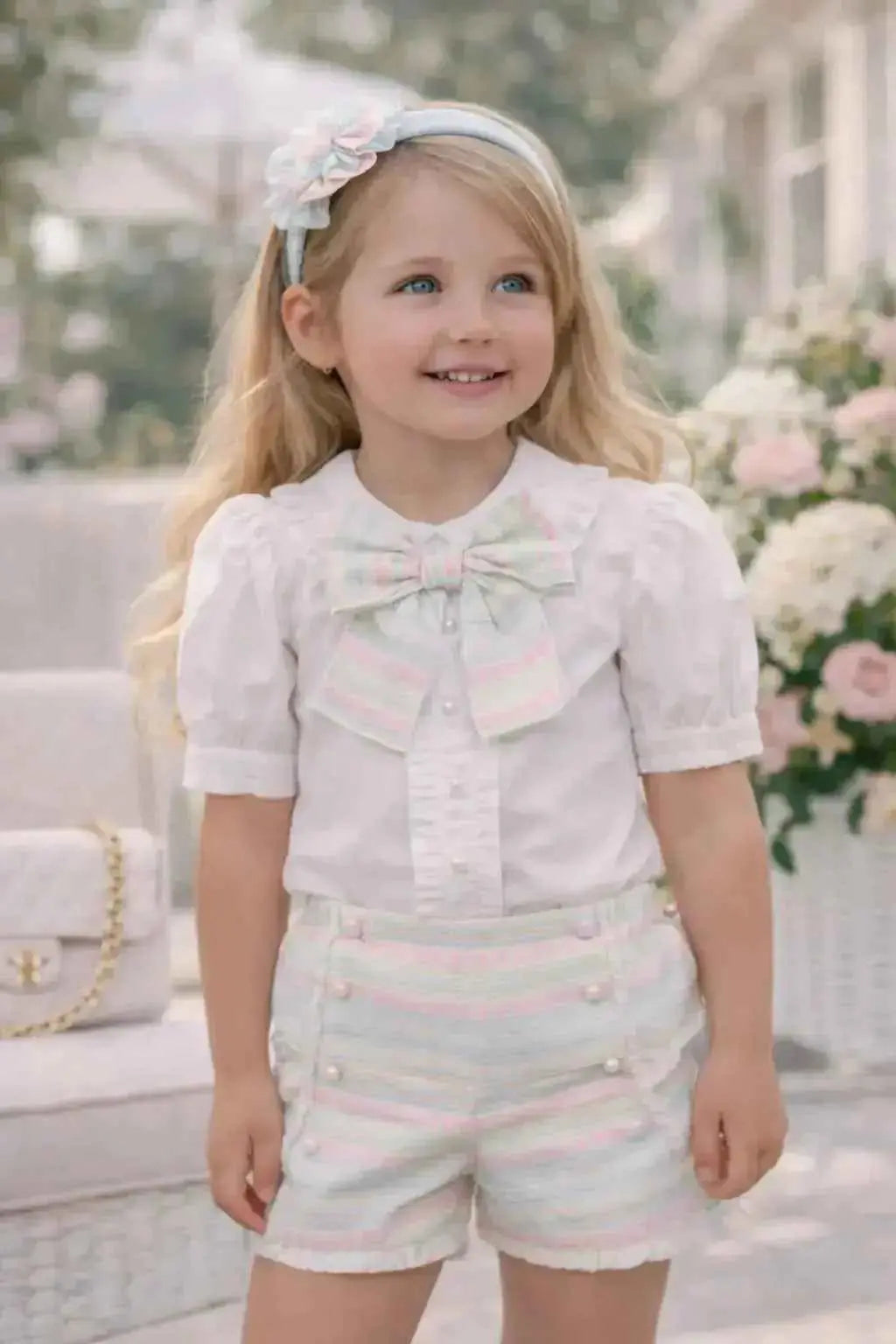 SS26 Rochy Girls Pastel Tweed Blouse & Short Set