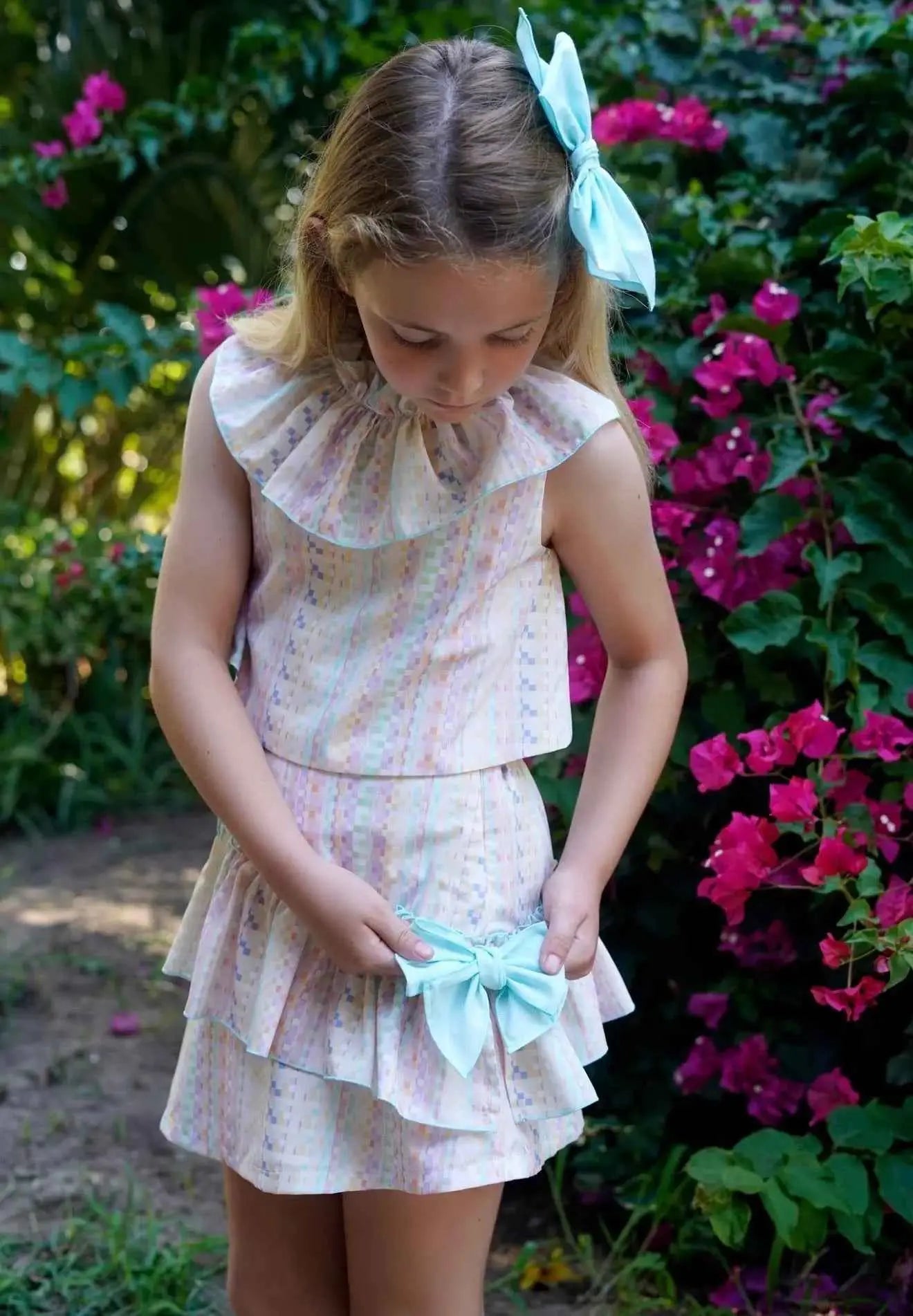 SS26 Babine Girls Missoni Abstract Blouse & Skirt Set