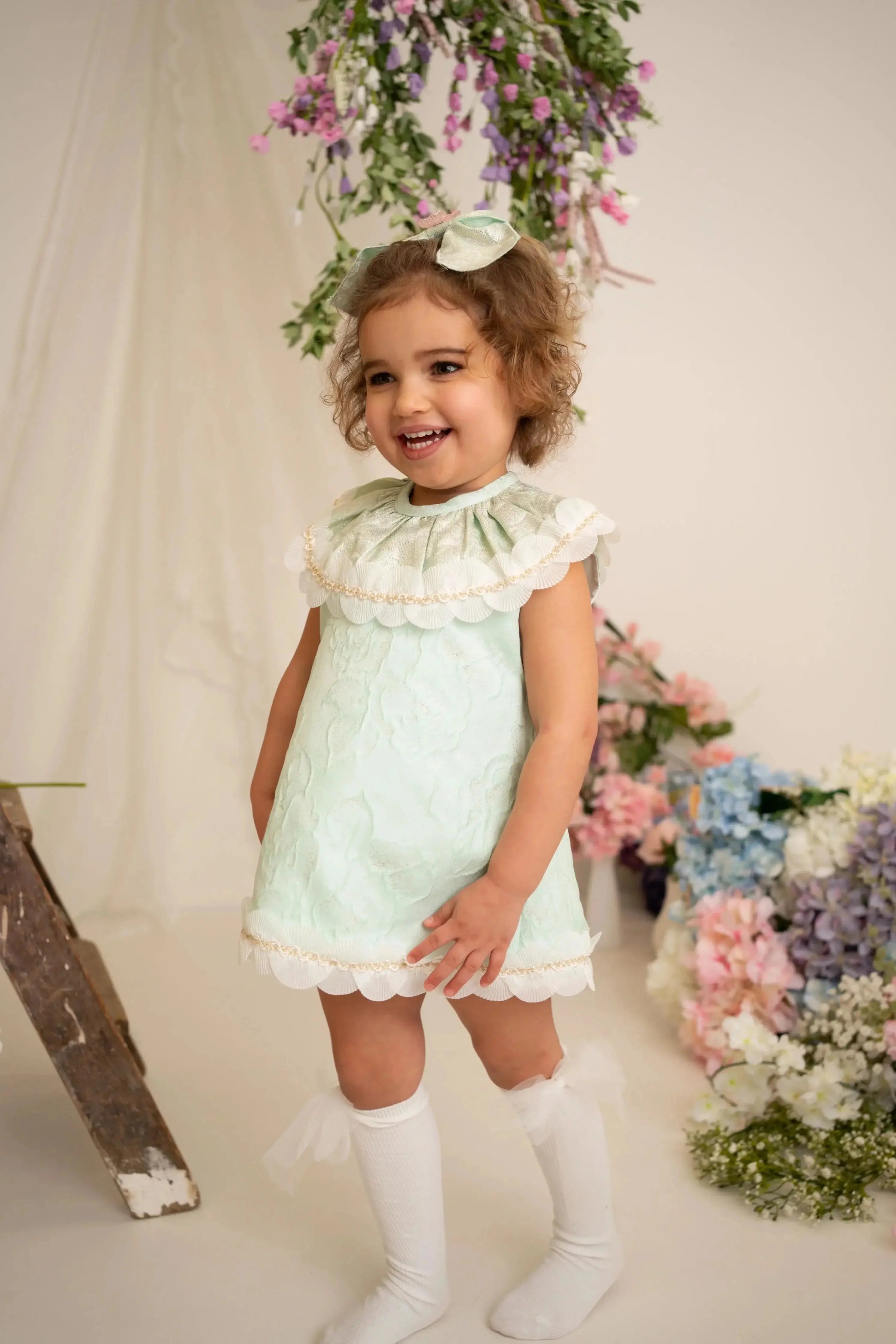 SS26 Naxos Baby Girls Mint Green Dress & Knickers Naxos