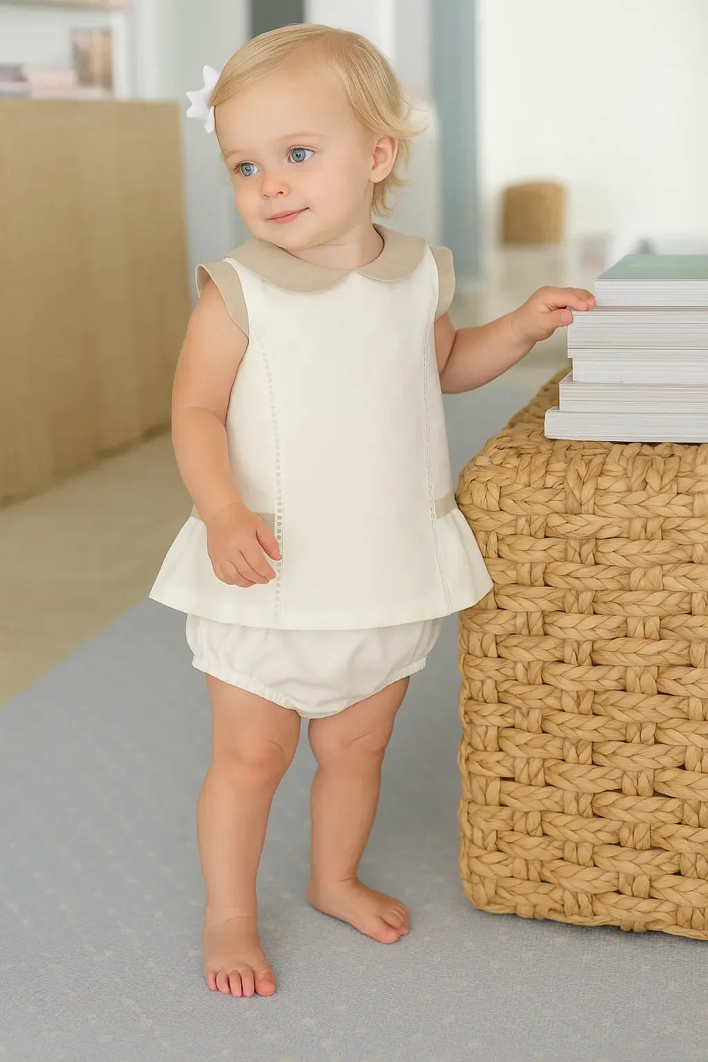 SS25 Baby Girls Miranda Cream Dress & Knickers Miranda