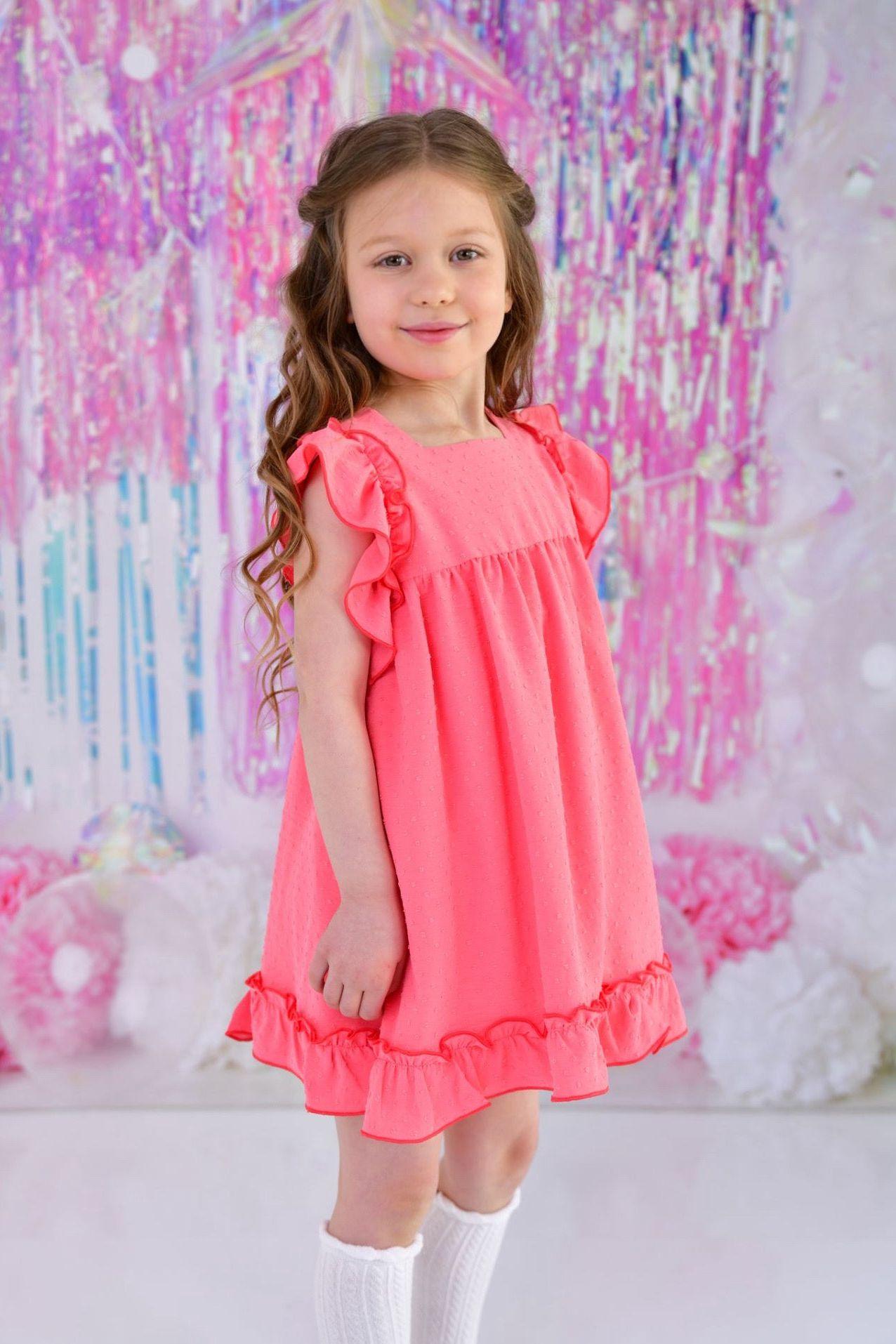 SS24 Lor Miral Girls Coral Puffball Dress Dainty Delilah