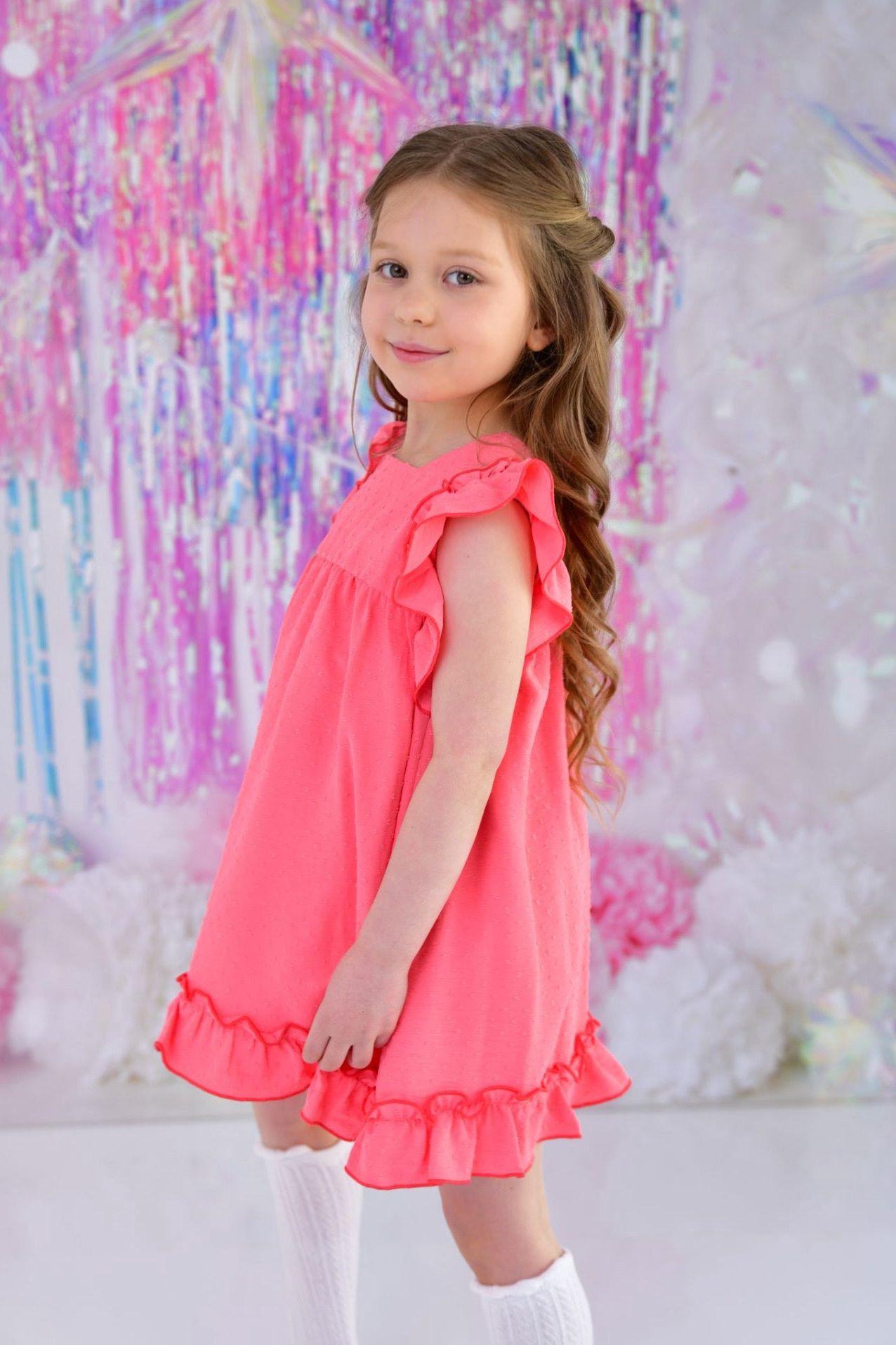 SS24 Lor Miral Girls Coral Puffball Dress Dainty Delilah