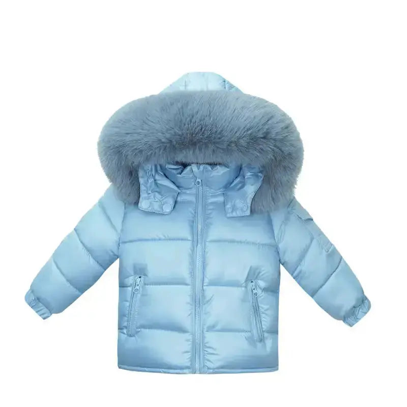 Ocean Blue Fur Hood Unisex Coat Dainty Delilah