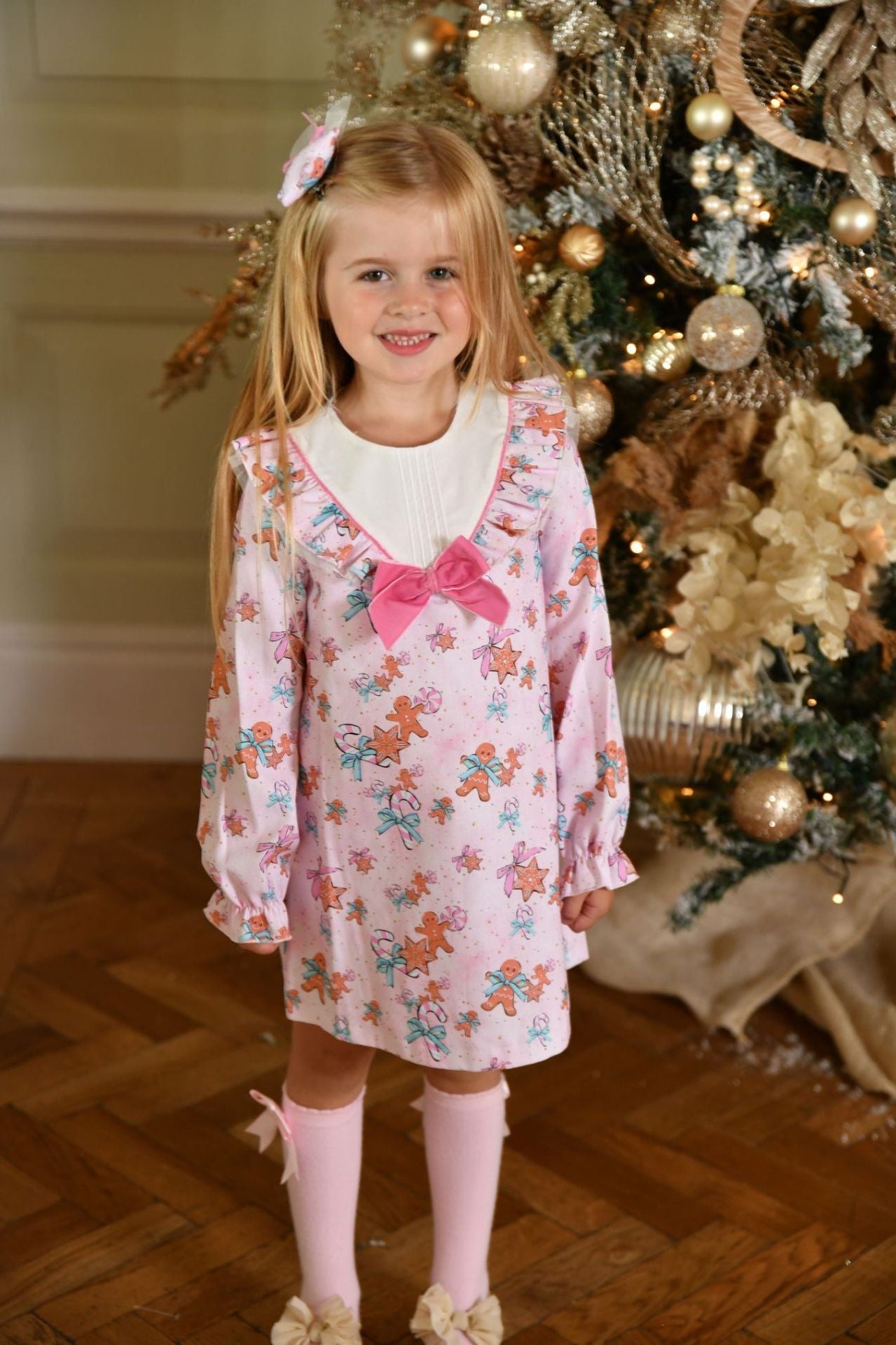 AW24 Babine Girls Pink Gingerbread Aline Dress