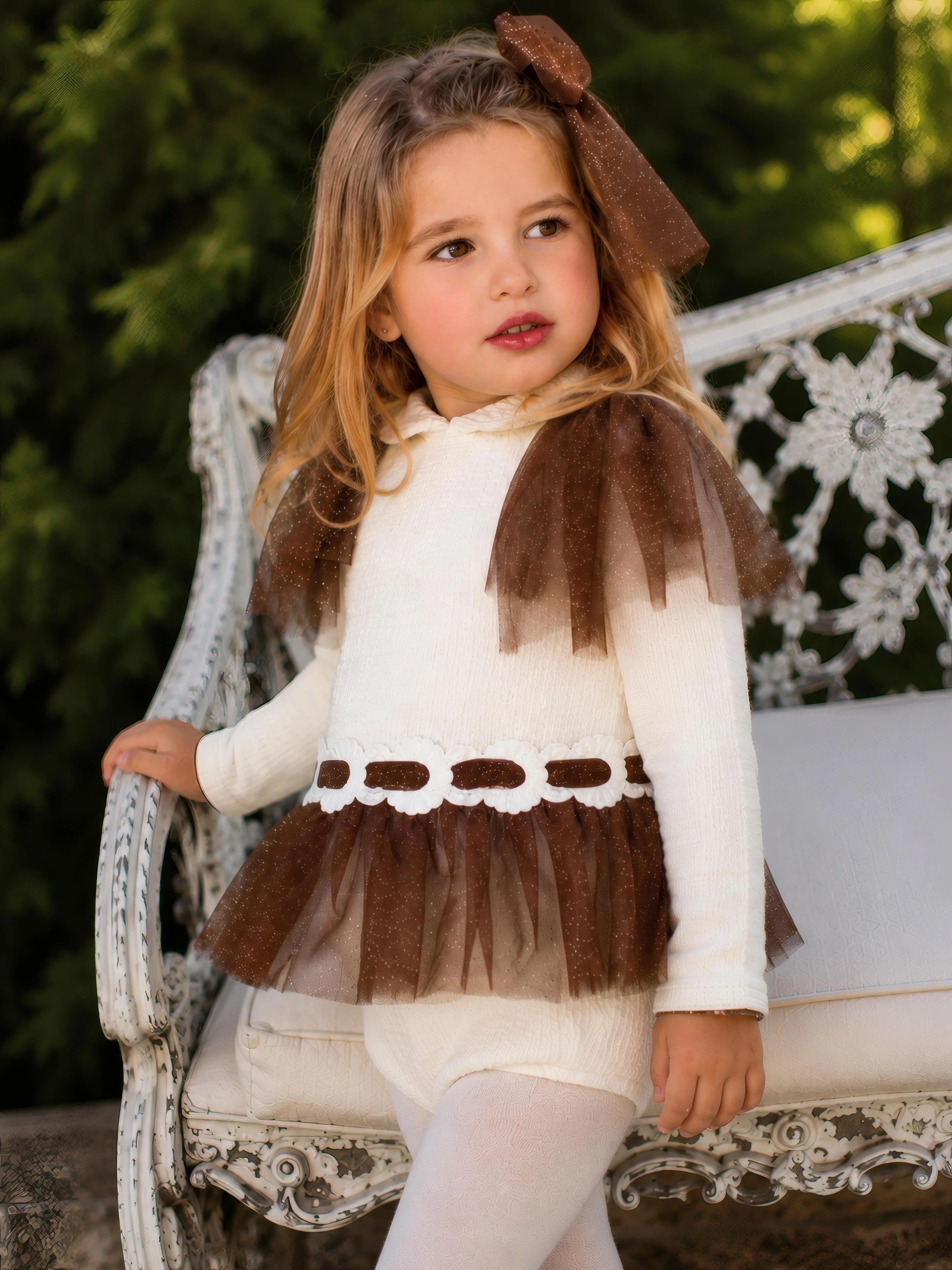 AW26 Naxos Chocolate Glitter Tulle Baby Dress & Knickers Naxos