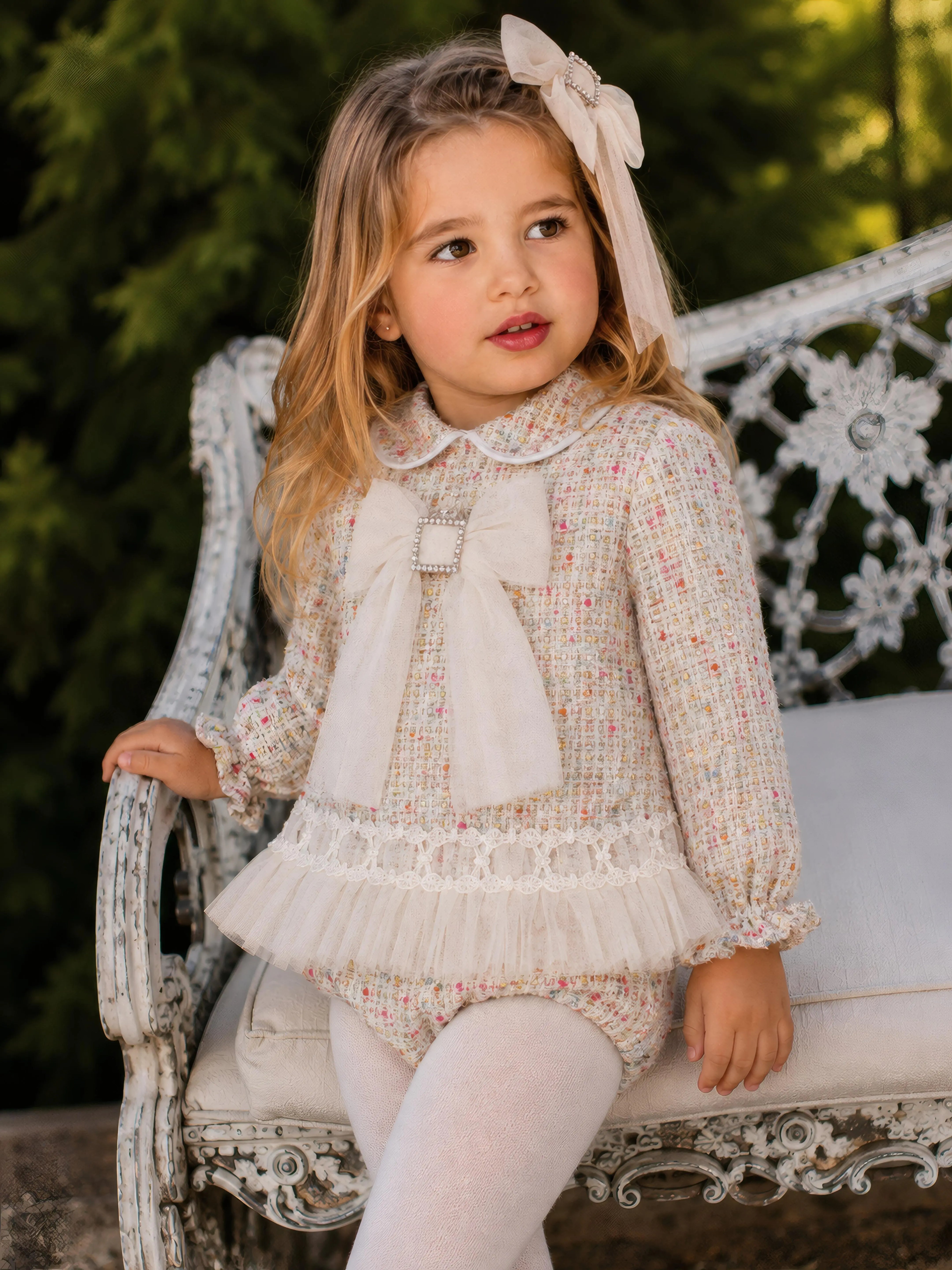 AW26 Naxos Baby Girls Multi Tweed Dress & Knickers Naxos