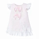Baby Girls Pink Ribbon Pique A Line Dress Dainty Delilah