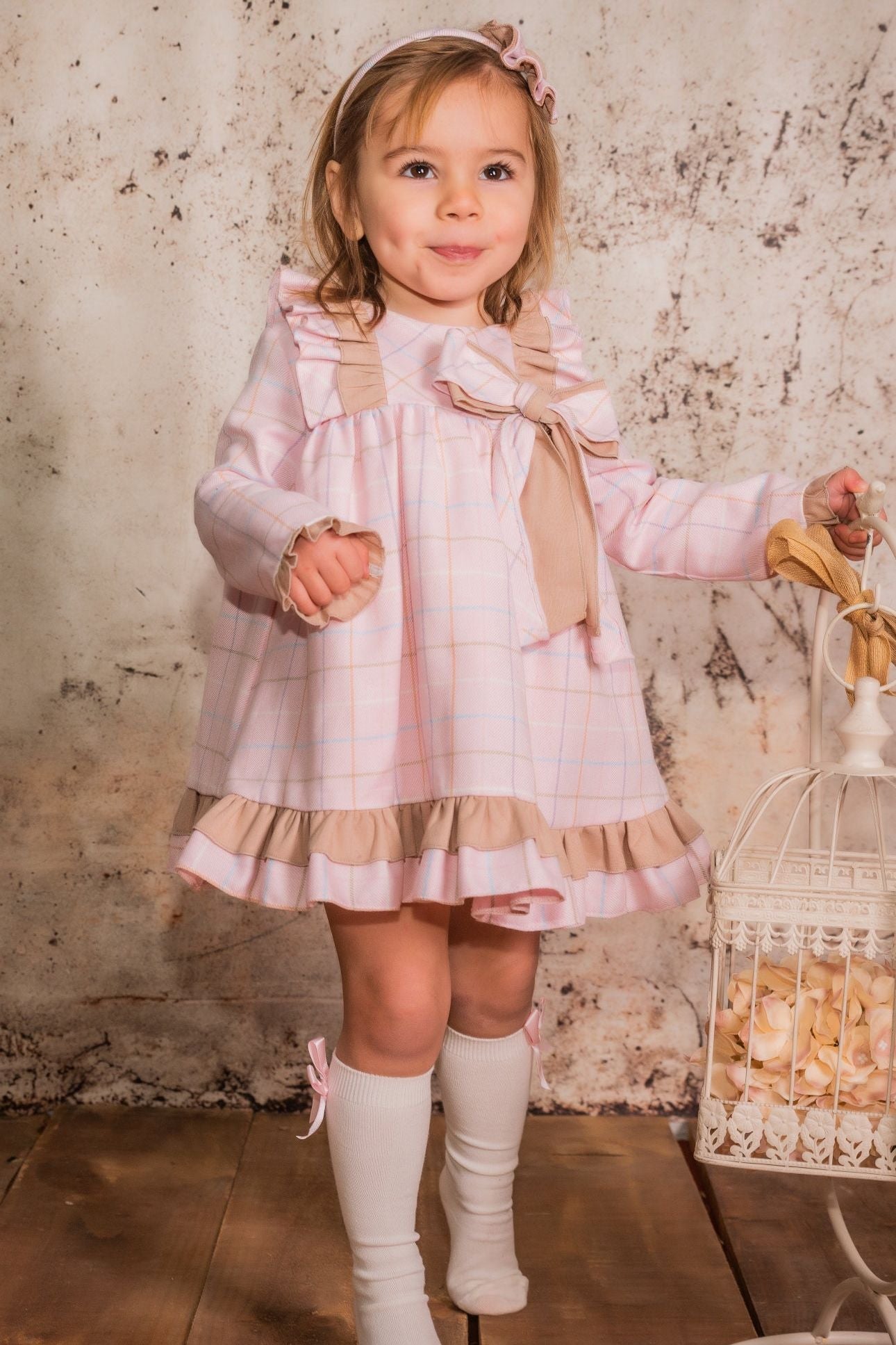 AW24 Babine Girls Pink Check Dress