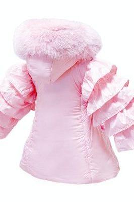 Girls Pink Bow Frilly Coat