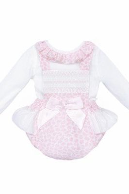 Girls Pink Spot Frilly Romper