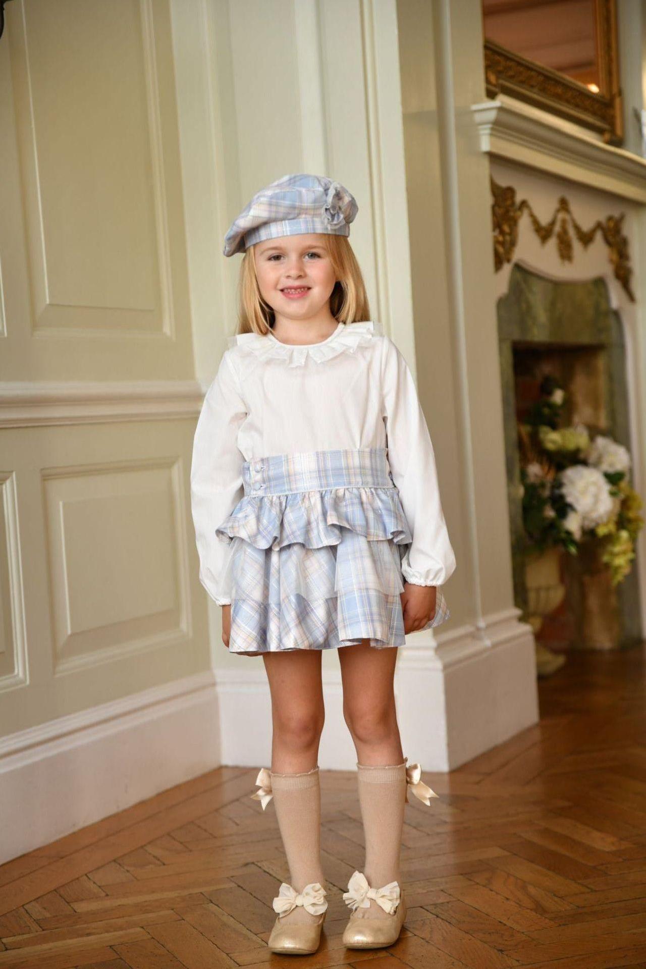 AW24 Babine Girls Blue & Silver Glitter Skirt Set