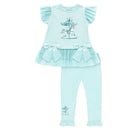 SS26 Girls Mint Tulle Carrousel T-Shirt & Legging Set Dainty Delilah