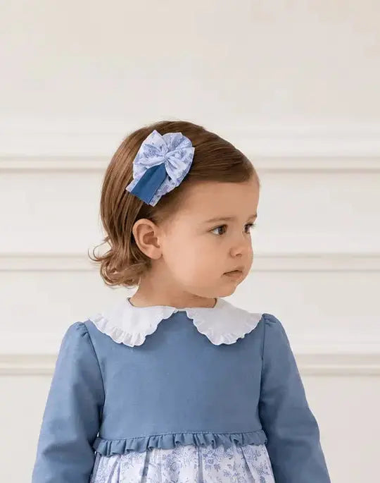 AW26 Miranda Baby Girls Blue Toile Dress Miranda