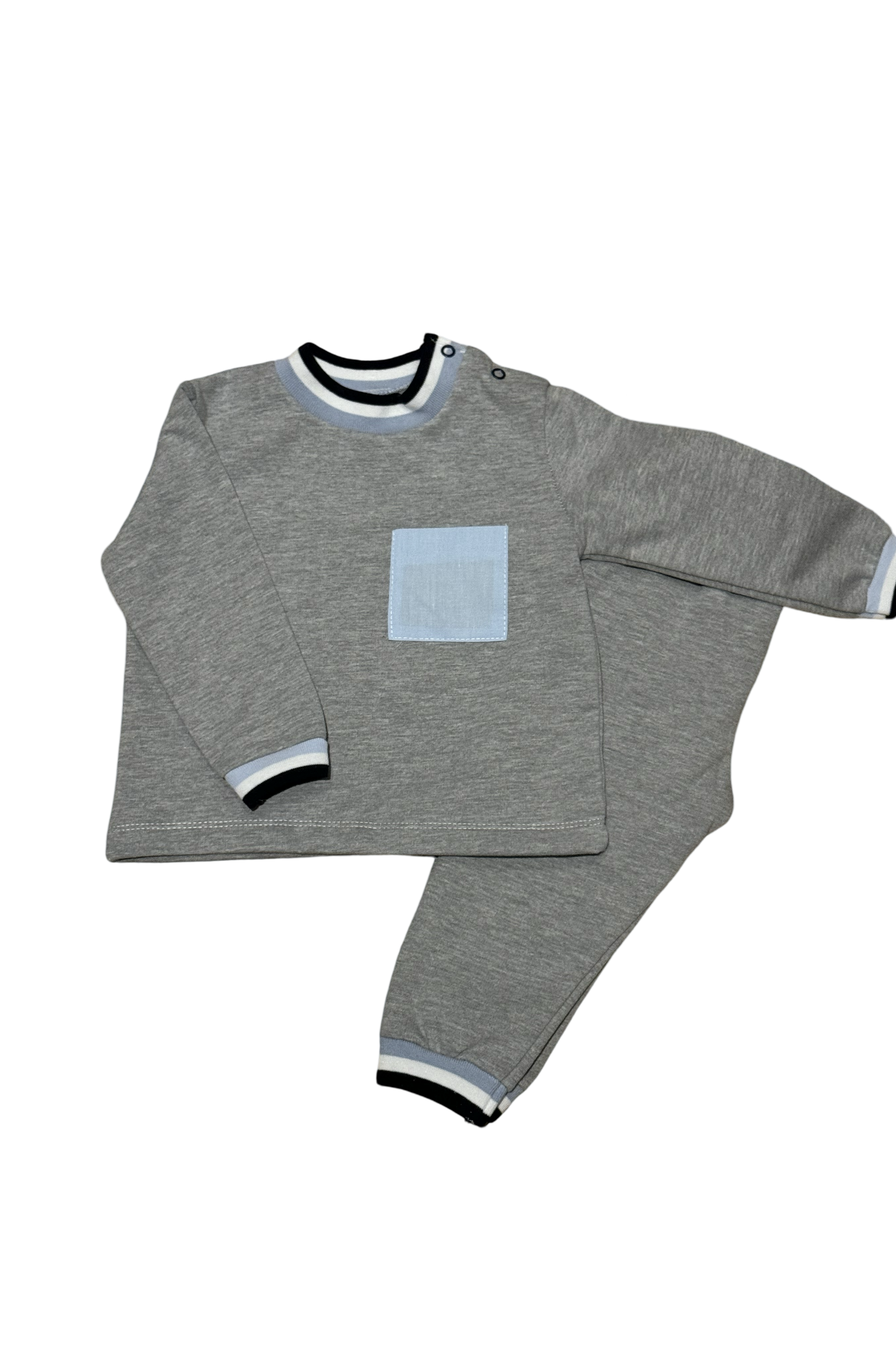 Boys Grey & Navy Cotton Loungewear Set