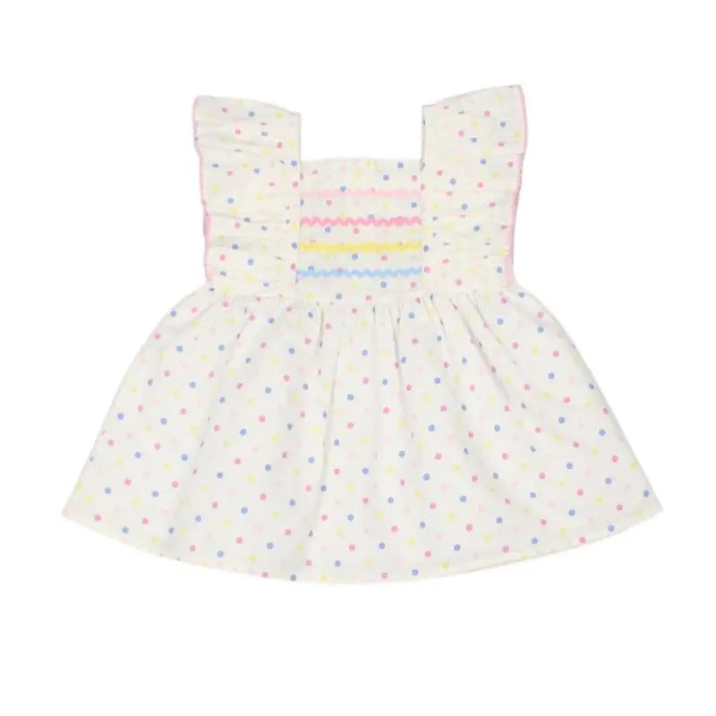 SS26 Baby Girls Pastel Polka Dot Dress Dainty Delilah