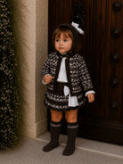 AW26 Rahigo Baby Girls Chocolate Cardigan,Pinafore,Shirt,Bonnet & Socks Rahigo Moda Infantil