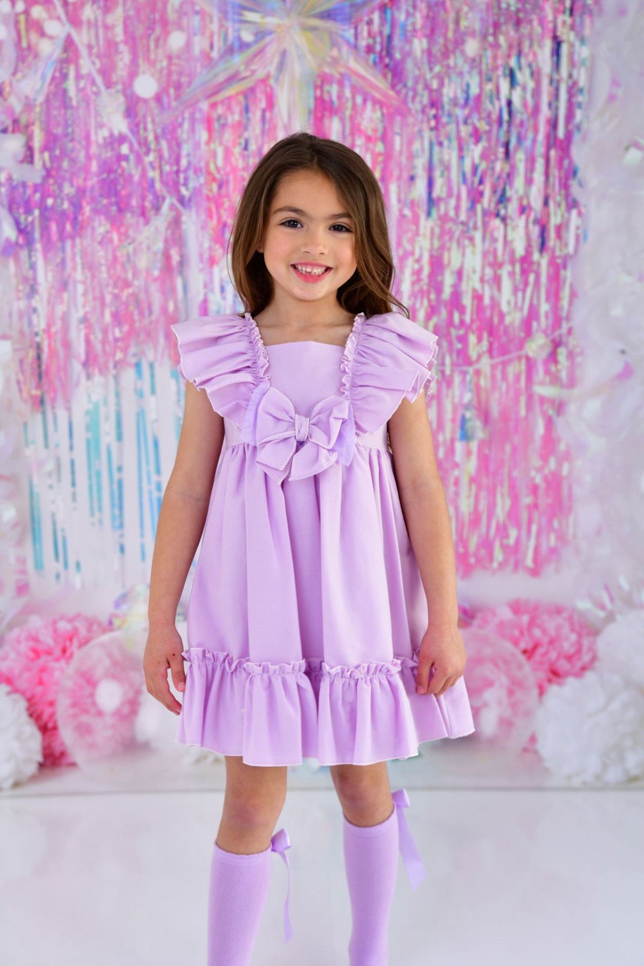 SS24 Babine Girls Purple Angel Frill Puffball Dress
