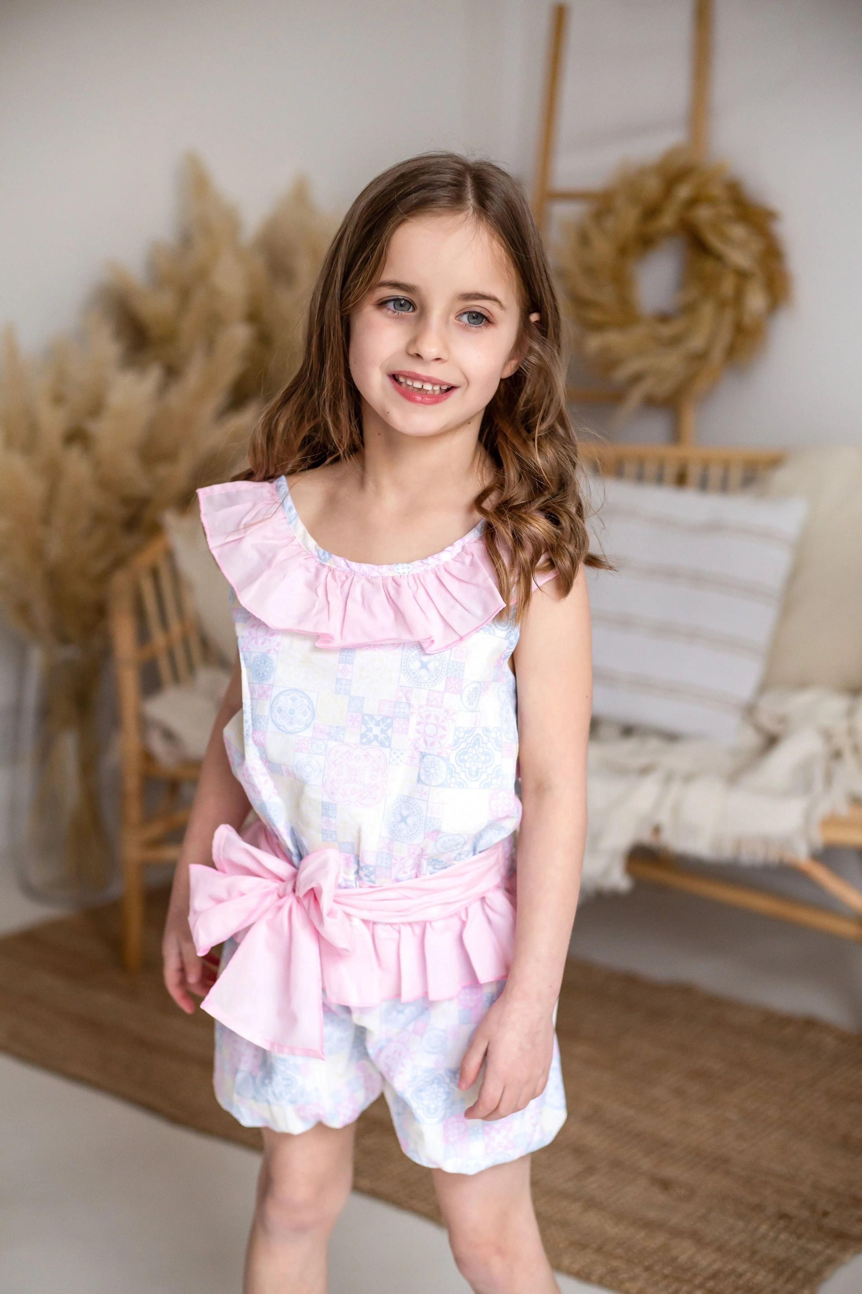 SS25 Babine Girls Pink Tiles Jumpsuit - Pre Order Babine
