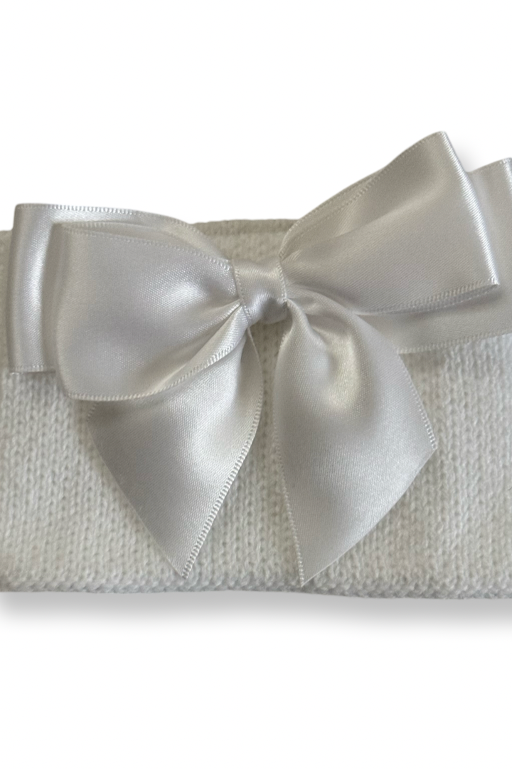 Baby White Bow Headband / Ear Warmers