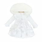 Girls White Frilly Fur Coat Dainty Delilah