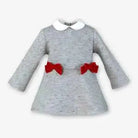 AW26 Miranda Baby Girls Grey Dress with Red Bows