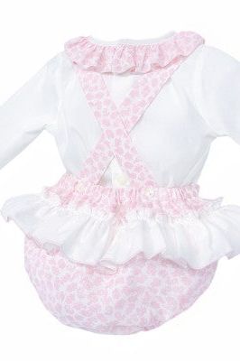 Girls Pink Spot Frilly Romper