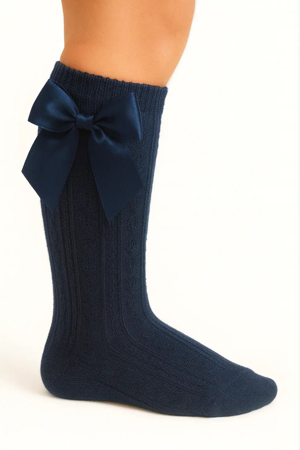 Navy Girls Spanish Bow Knee Socks Dainty Delilah