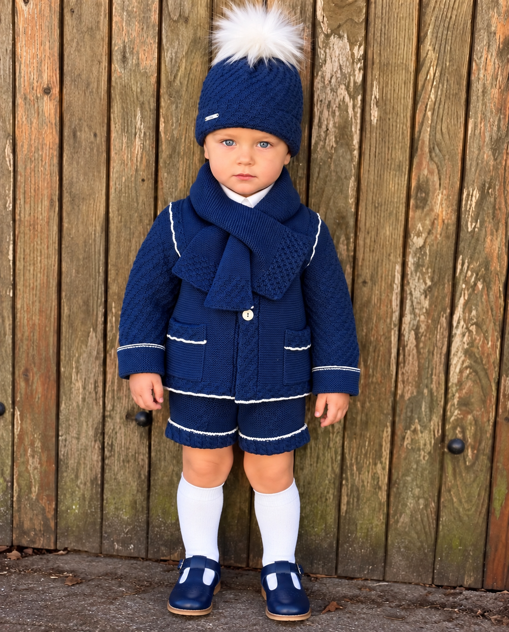 AW26 Rahigo Baby Boys Blue Knitted Short 5p Set