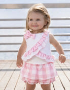 Miranda Baby Girls Pink & White Check Jam Pant Set Miranda