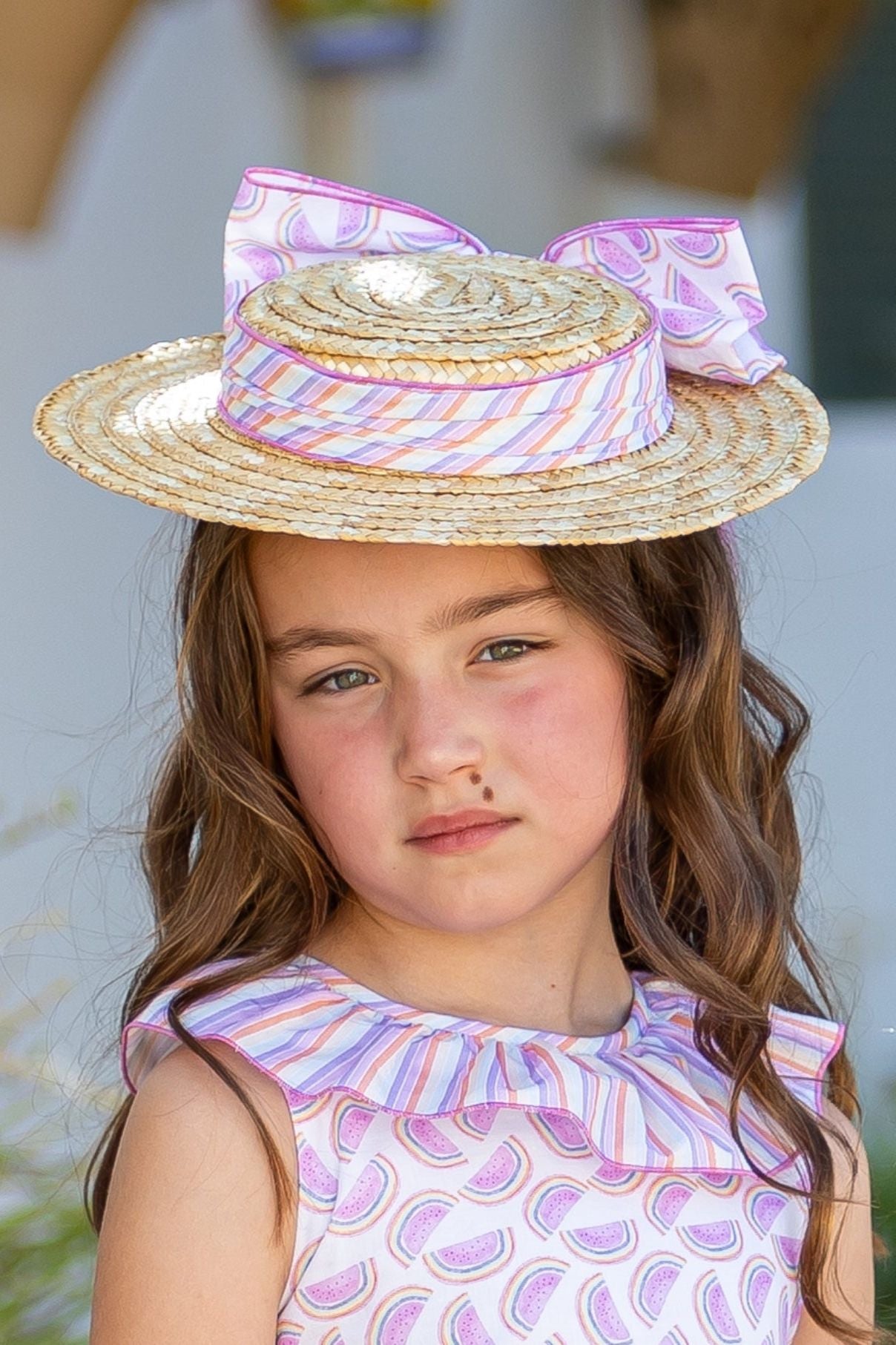 SS25 Babine Girls Melon Straw Sun Hat