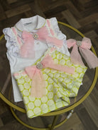 SS26 Naxos Girls Lime & Pink Shirt & Short Set Naxos