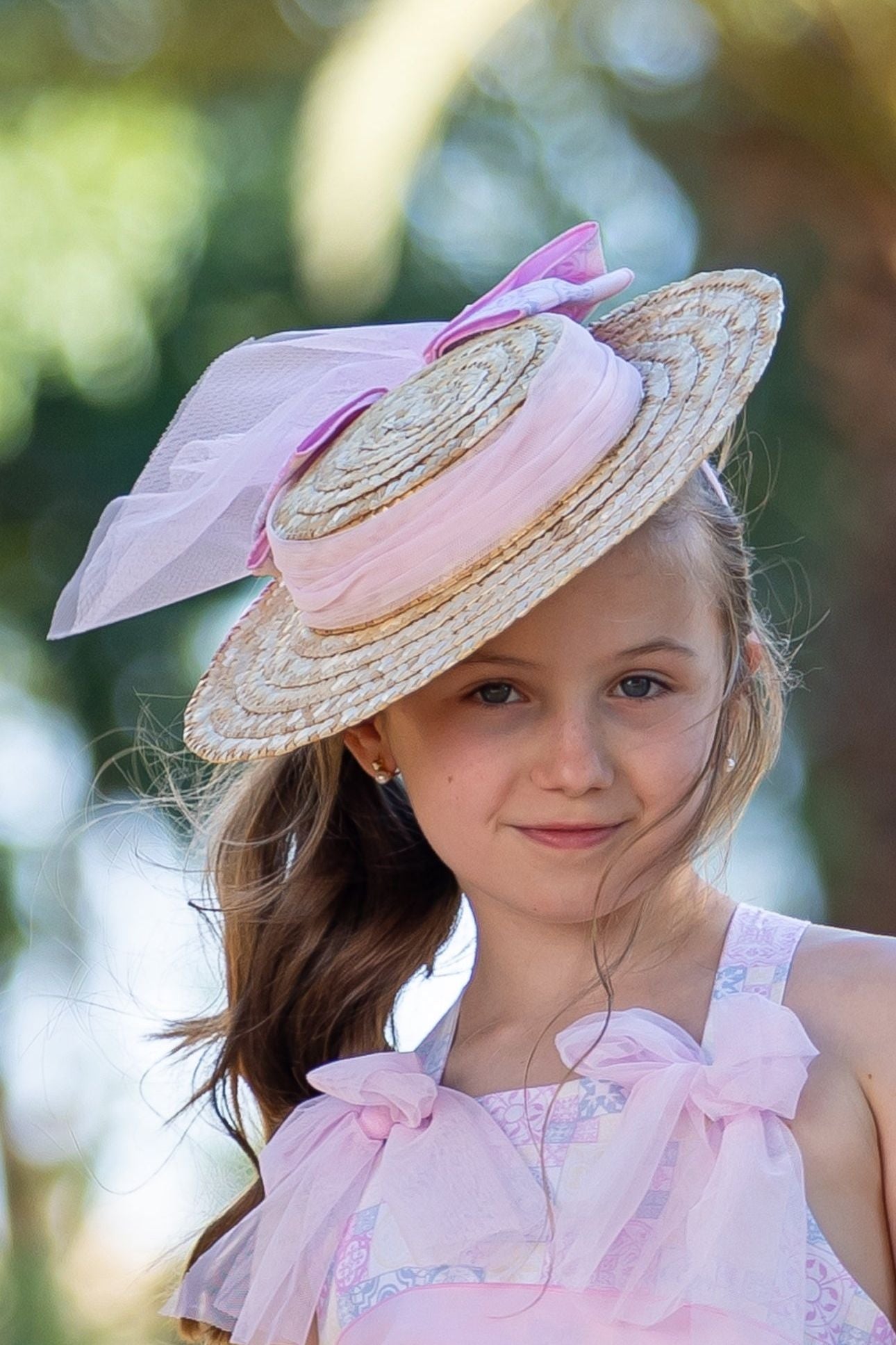 SS25 Babine Girls Pink Tiles Straw Sun Hat